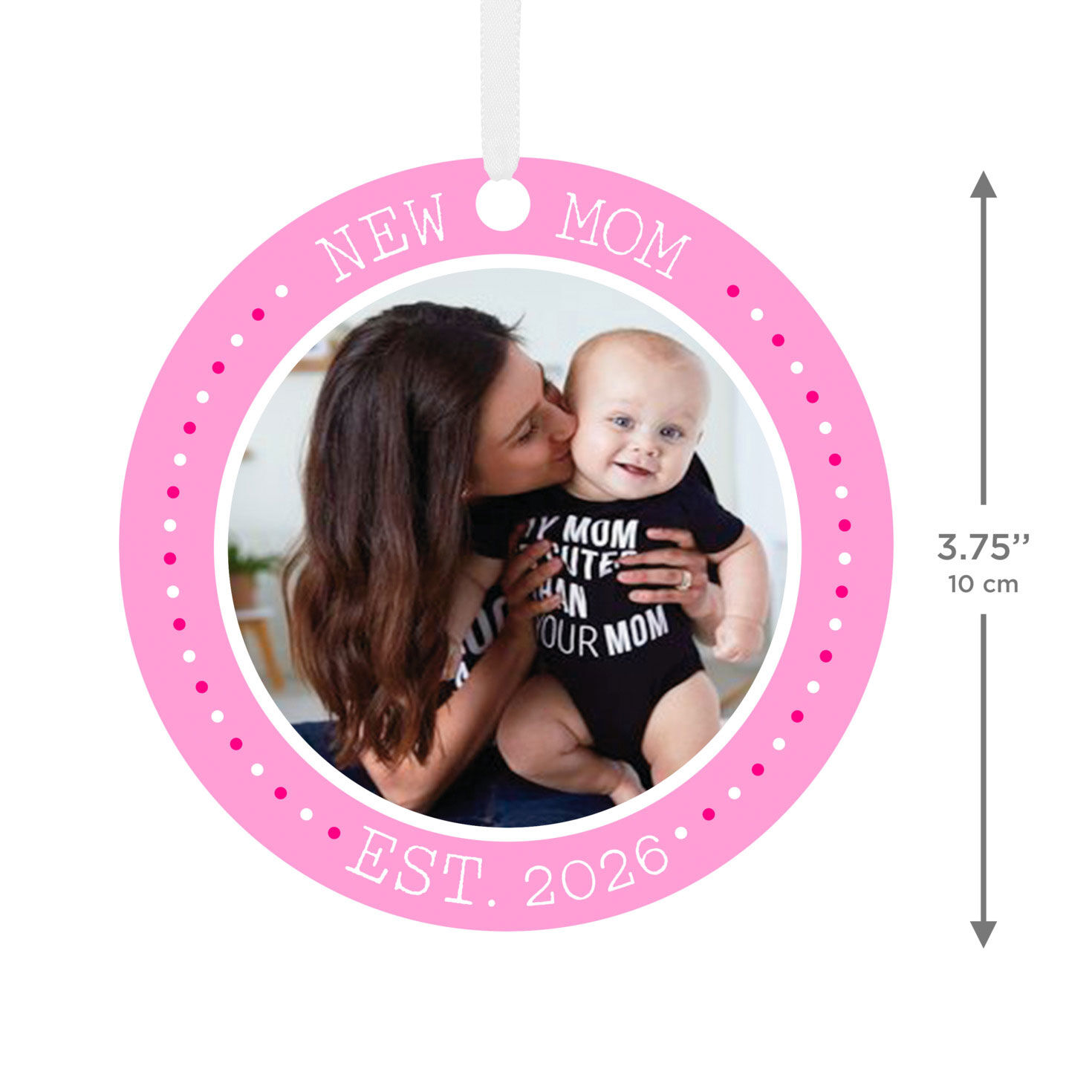Round New Mom Personalized Ornament measurement image number 3