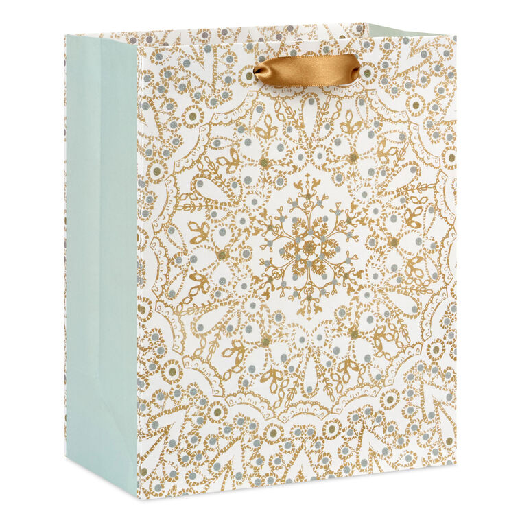 9.6" Snowflake Mandala Medium Holiday Gift Bag