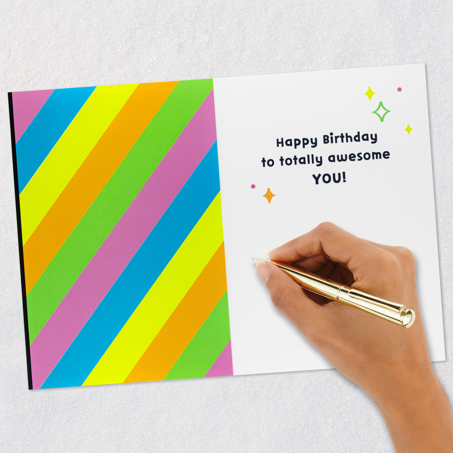 Retro Neon Stripes Number 8 Graphics 8th Birthday Card signing card image number 6