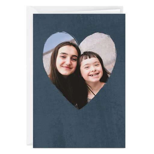 Personalized Navy Heart Frame Photo Card, 
