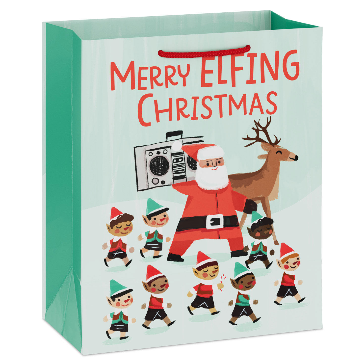 Funny Santa Adult Medium Holiday Gift Bag Back image number 6