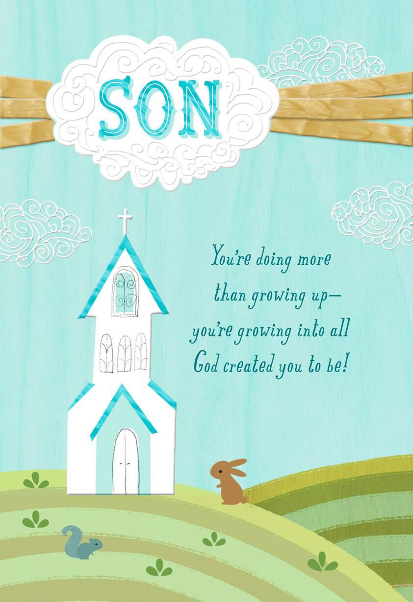 Celebrate With Joy and Love Religious First Communion Card for Son