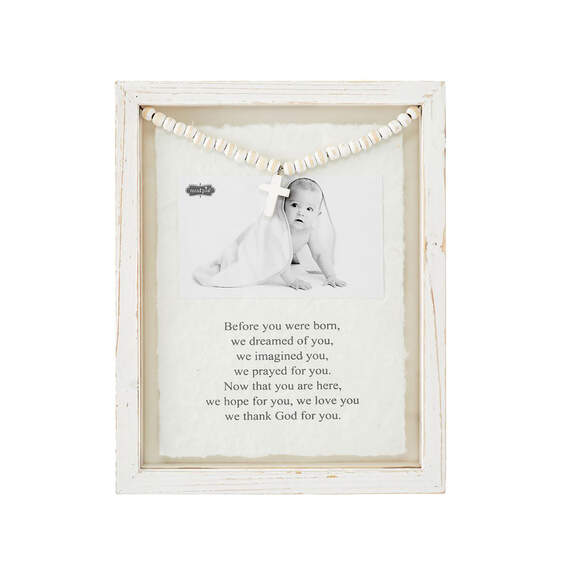 Mud Pie Baby Prayer Floating Picture Frame With Beads and Cross