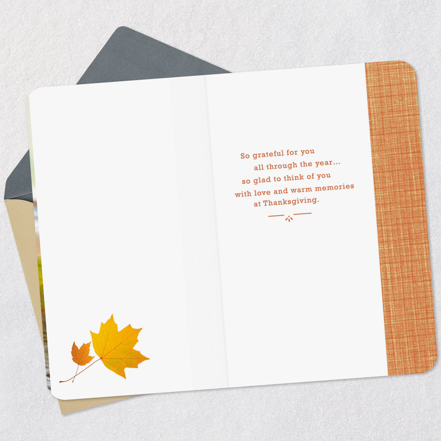Fall Tablescape Thanksgiving Card for Couple Open card with envelope image number 3