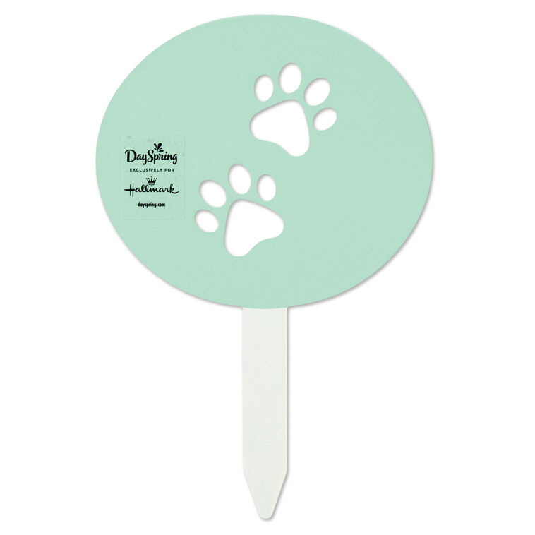 Oval Garden Stake With Paw Print Design back image number 2