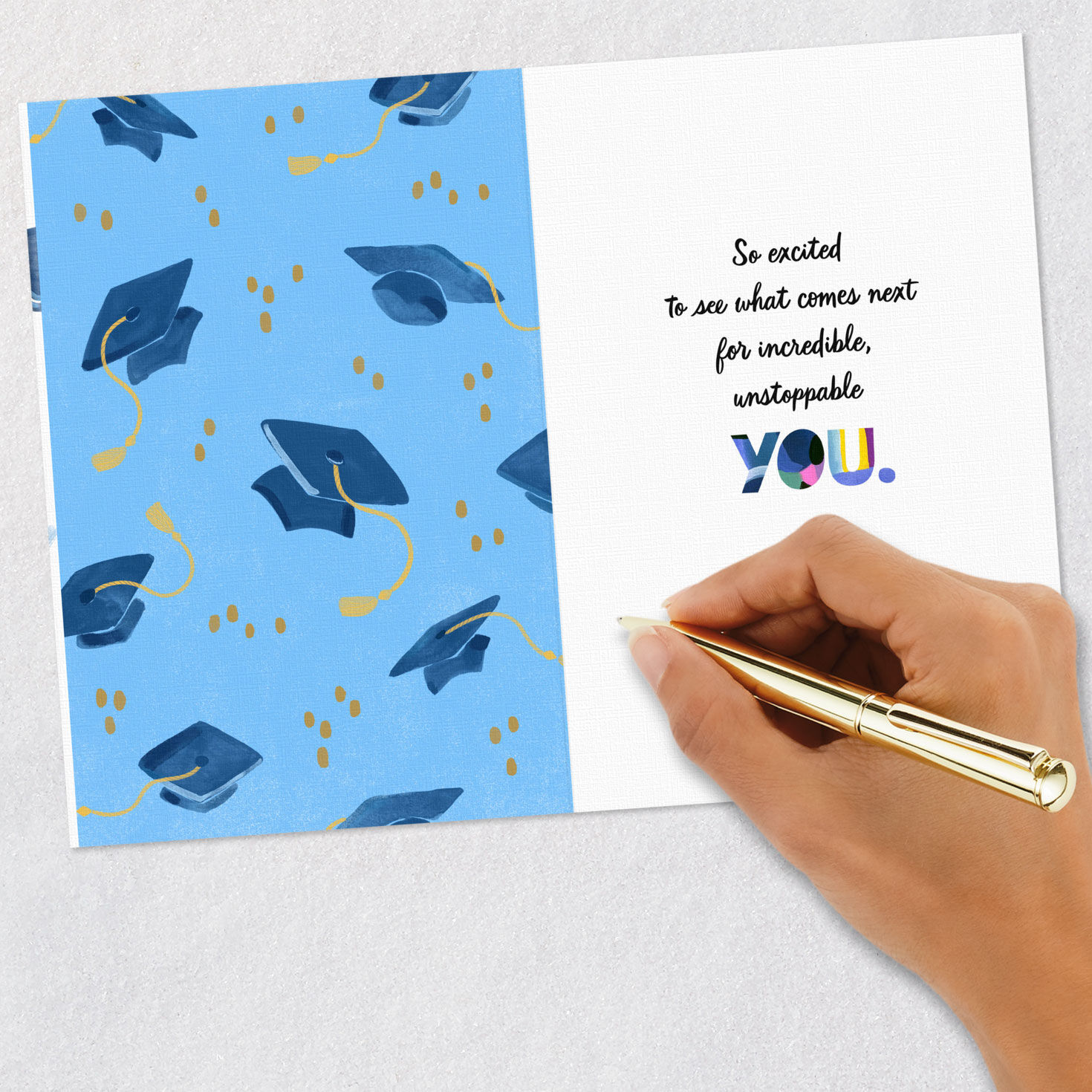 Mortarboard Caps in Air Graduation Card signing card image number 6