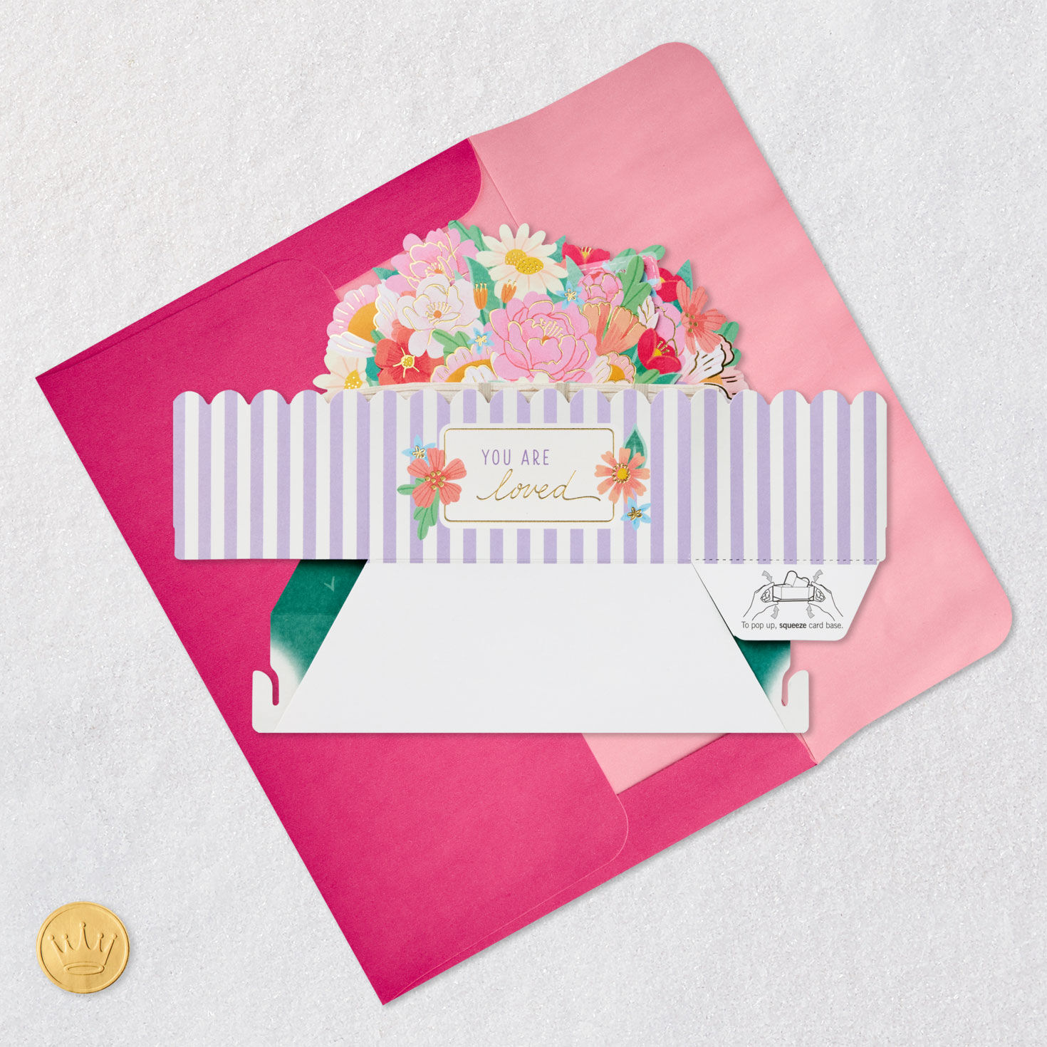 Wheeled Cart With Flowers 3D Pop-Up Mother's Day Card Card Front with Envelope and Gold Seal image number 7