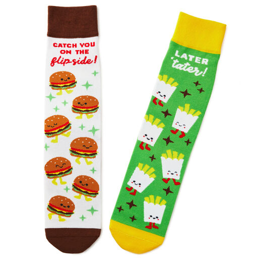 Burger and Fries Better Together Funny Crew Socks, 