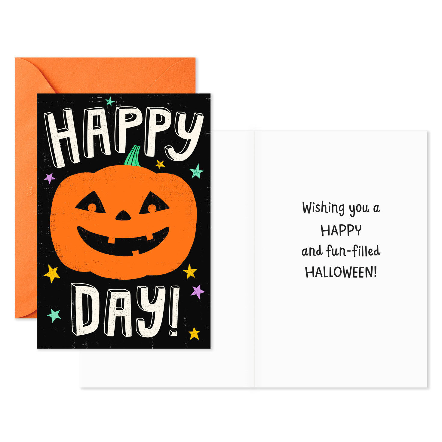 Jack-o'-Lantern on Black Halloween Cards Pack Card Front with Sentiment image number 2