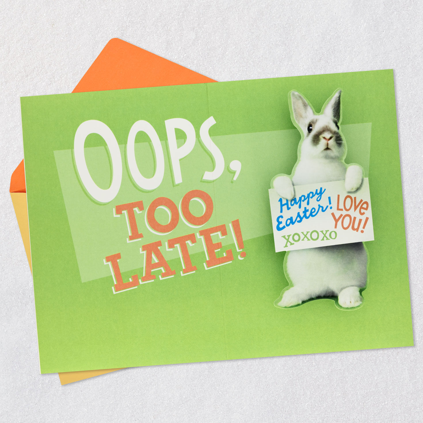 Green and Purple Lettering Gag Easter Card for Son Open card with envelope image number 3