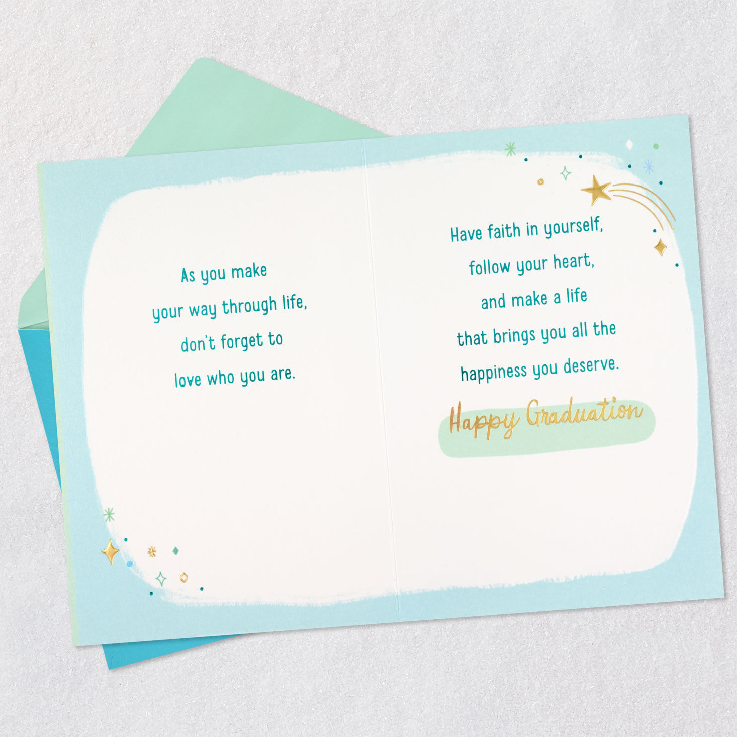 Mint Green Globe with Mortarboard Graduation Card for Niece Card Front Detail image number 4