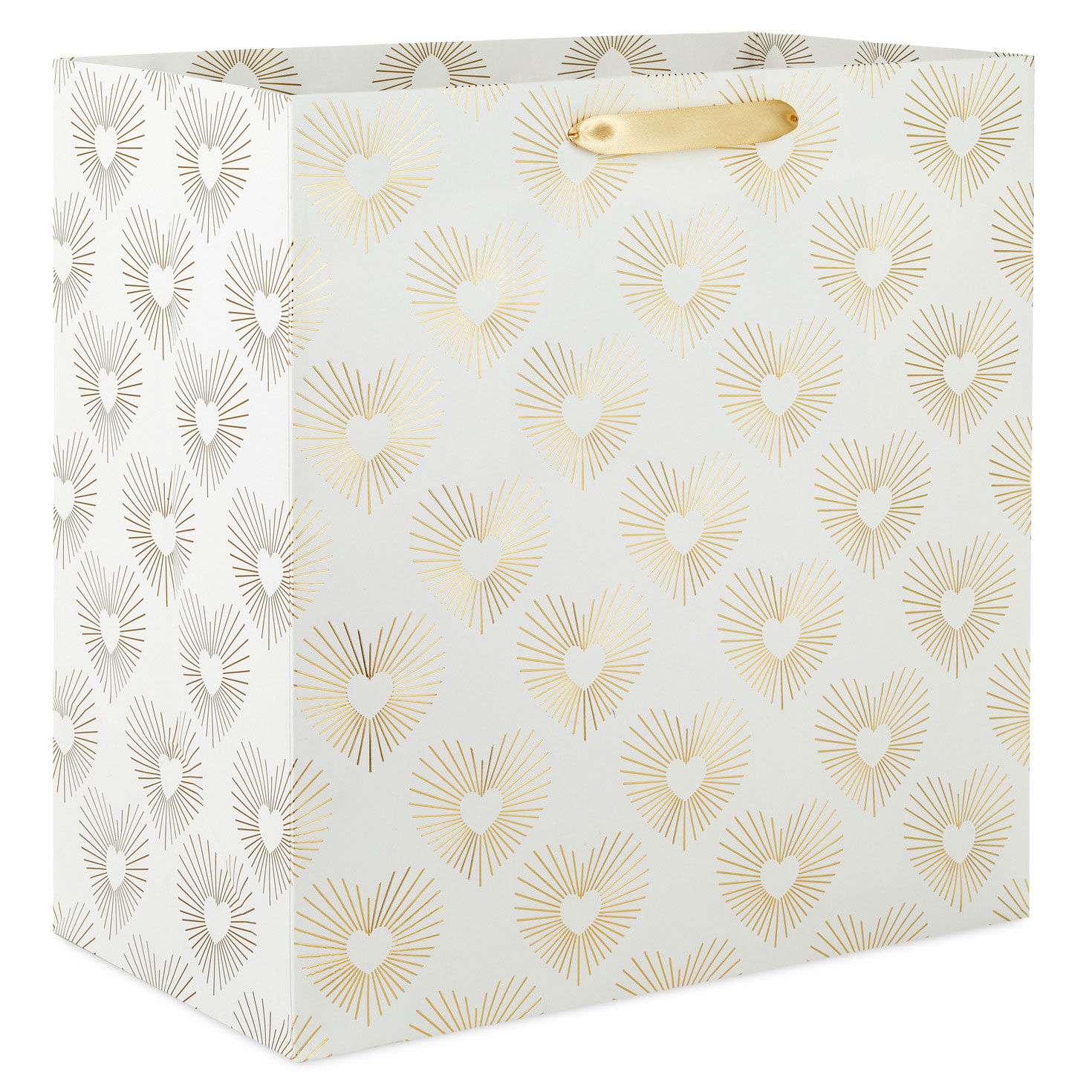 Gold Hearts on White Extra-Deep Gift Bag back image number 6