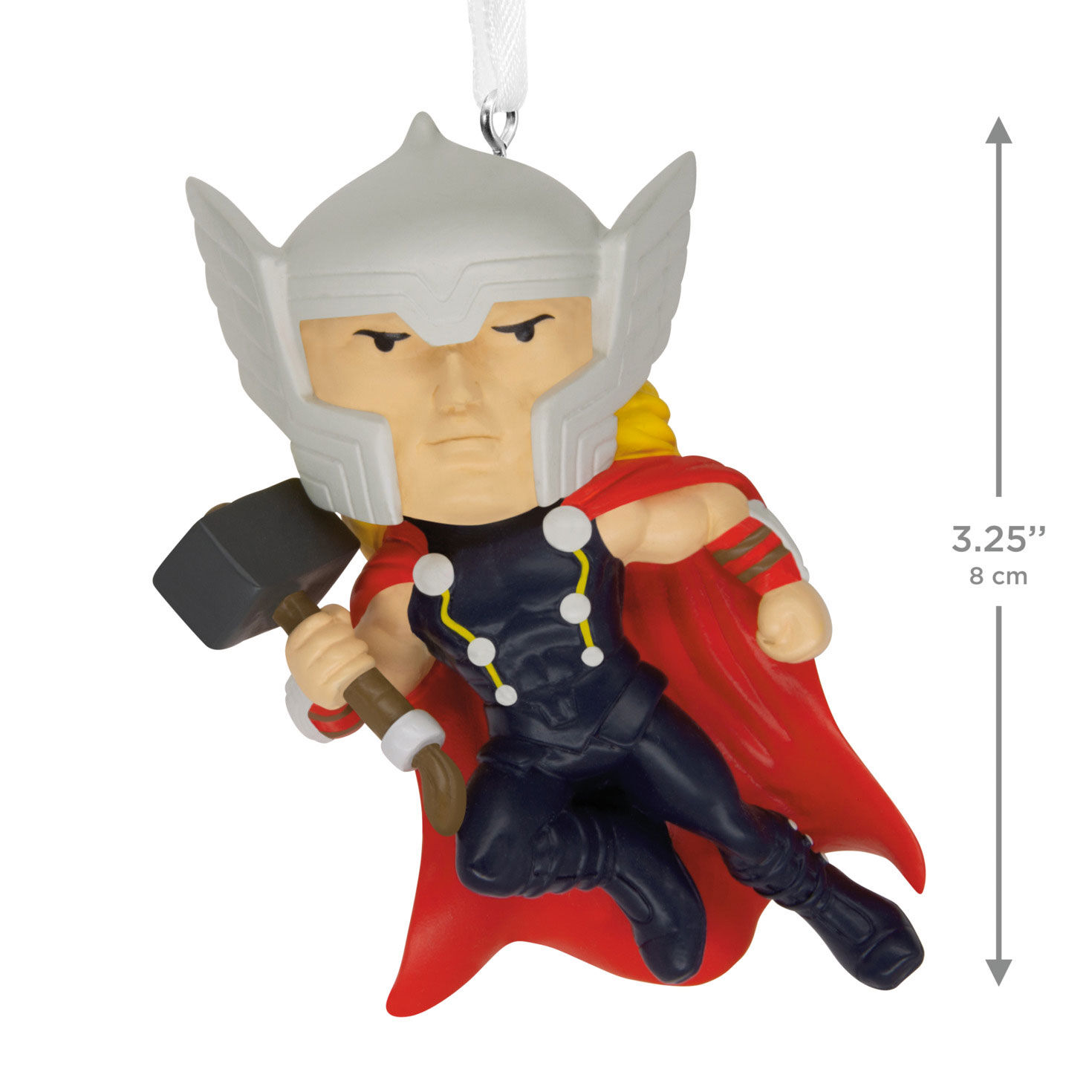Stylized Thor With Hammer Christmas Ornament measurement image number 3