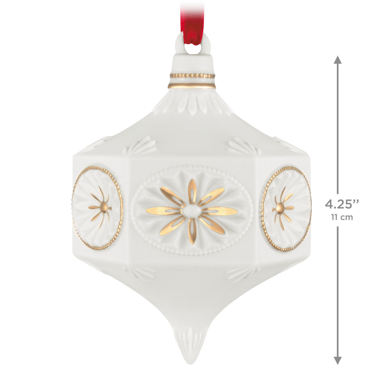 Hallmark+ White and Gold Finial Ornament measurement image number 3