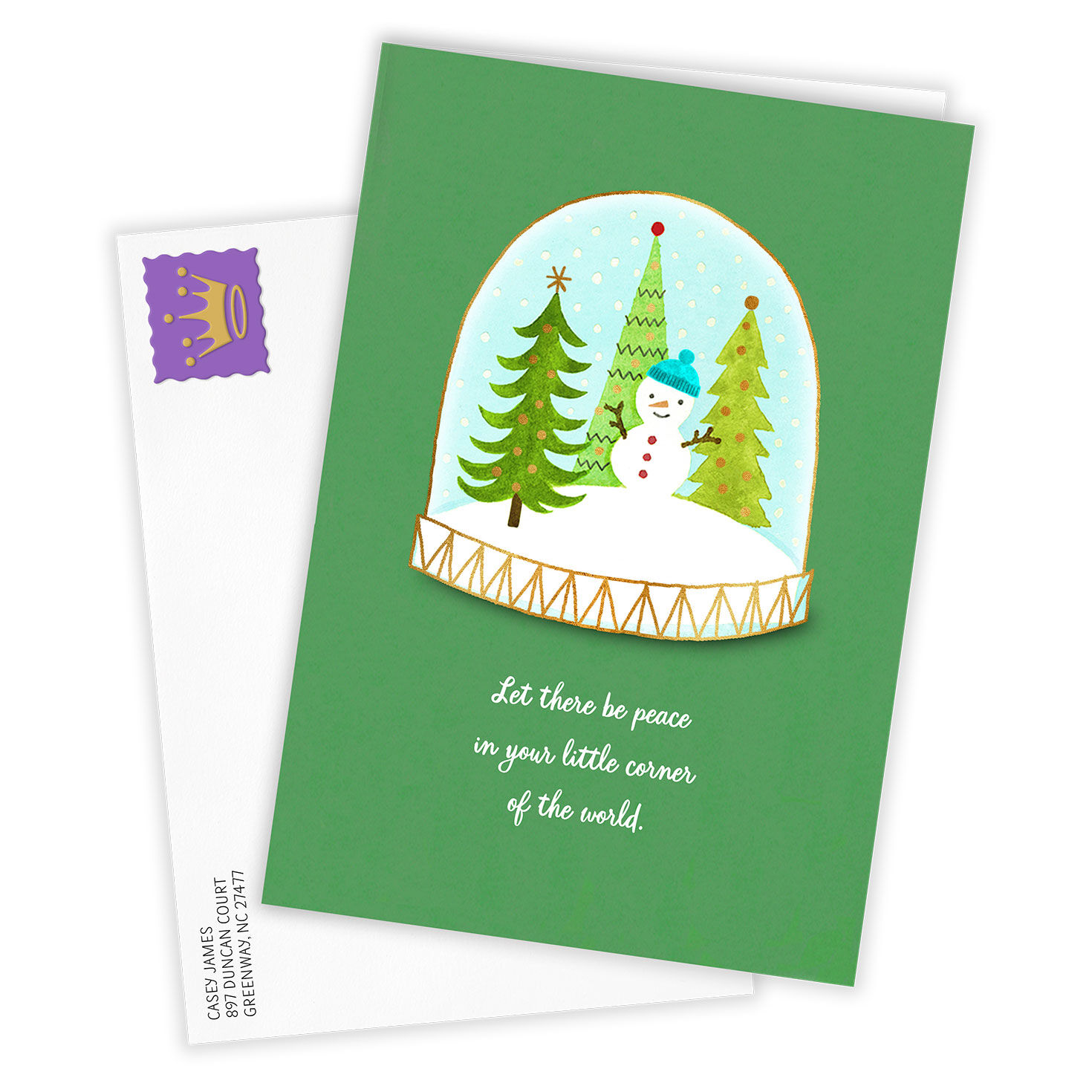 Peace Snow Globe Custom Holiday Card, , large image number 2