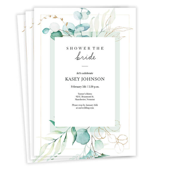Watercolor Eucalyptus Bridal Shower Invitation