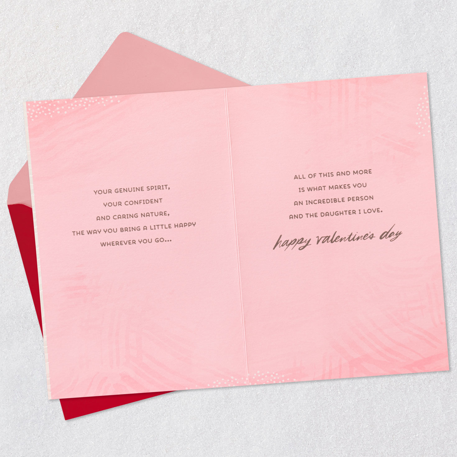 Sparkly Pink Heart Daughter Valentine's Day Card Open card with envelope image number 4