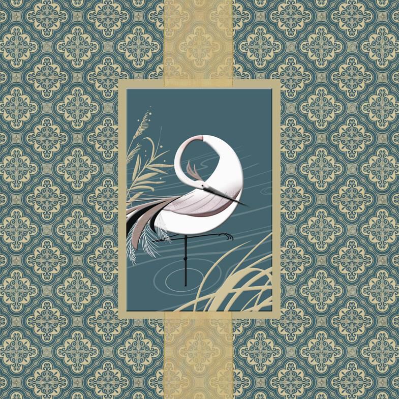 Heron in Water Blank Card