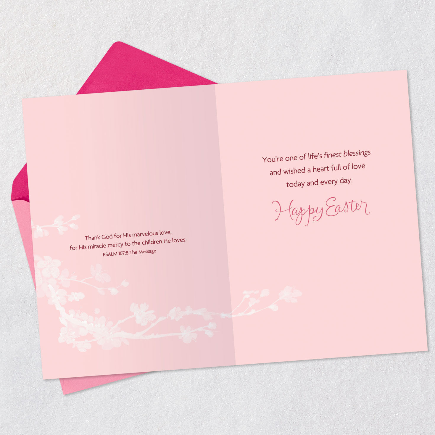 Pink Flowering Branches Daughter Easter Card Open card with envelope image number 4