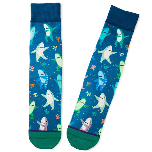 Dancing Sharks Fun Crew Socks, 