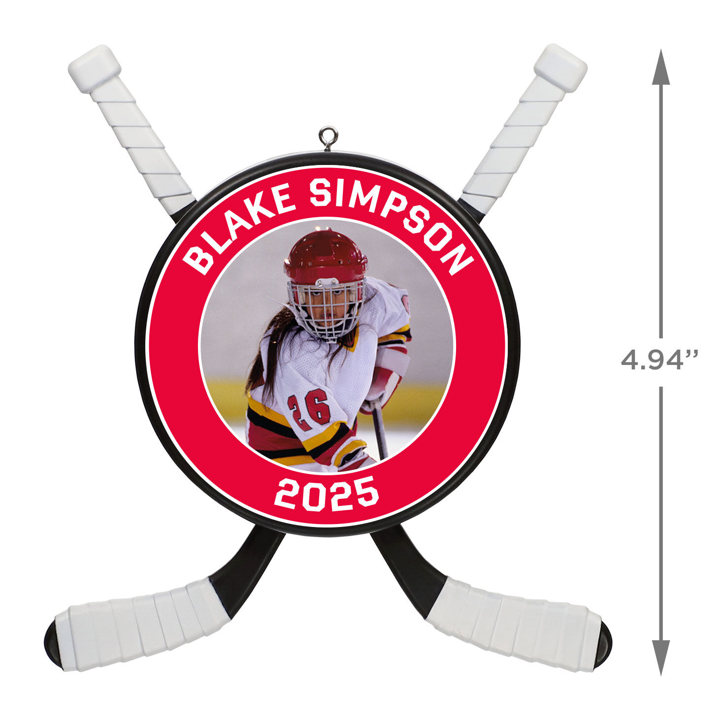 Hockey Star Personalized Photo Ornament, Custom Photo and Text  image number 3