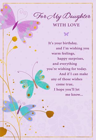 Butterflies On Purple Birthday Card For Daughter Greeting Cards