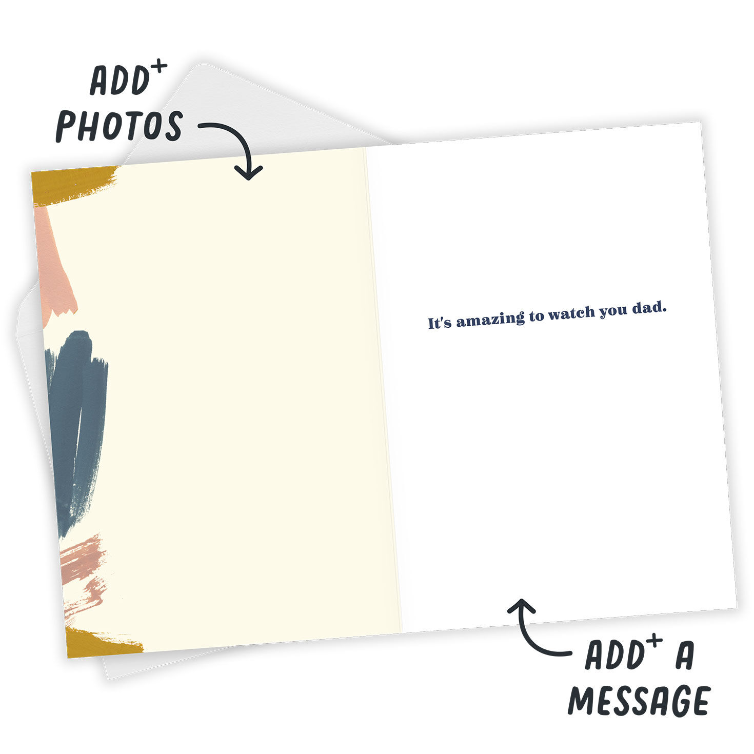 Pink Yellow Blue Personalized Father's Day Card Open Card with Envelope indicating personalization image number 4