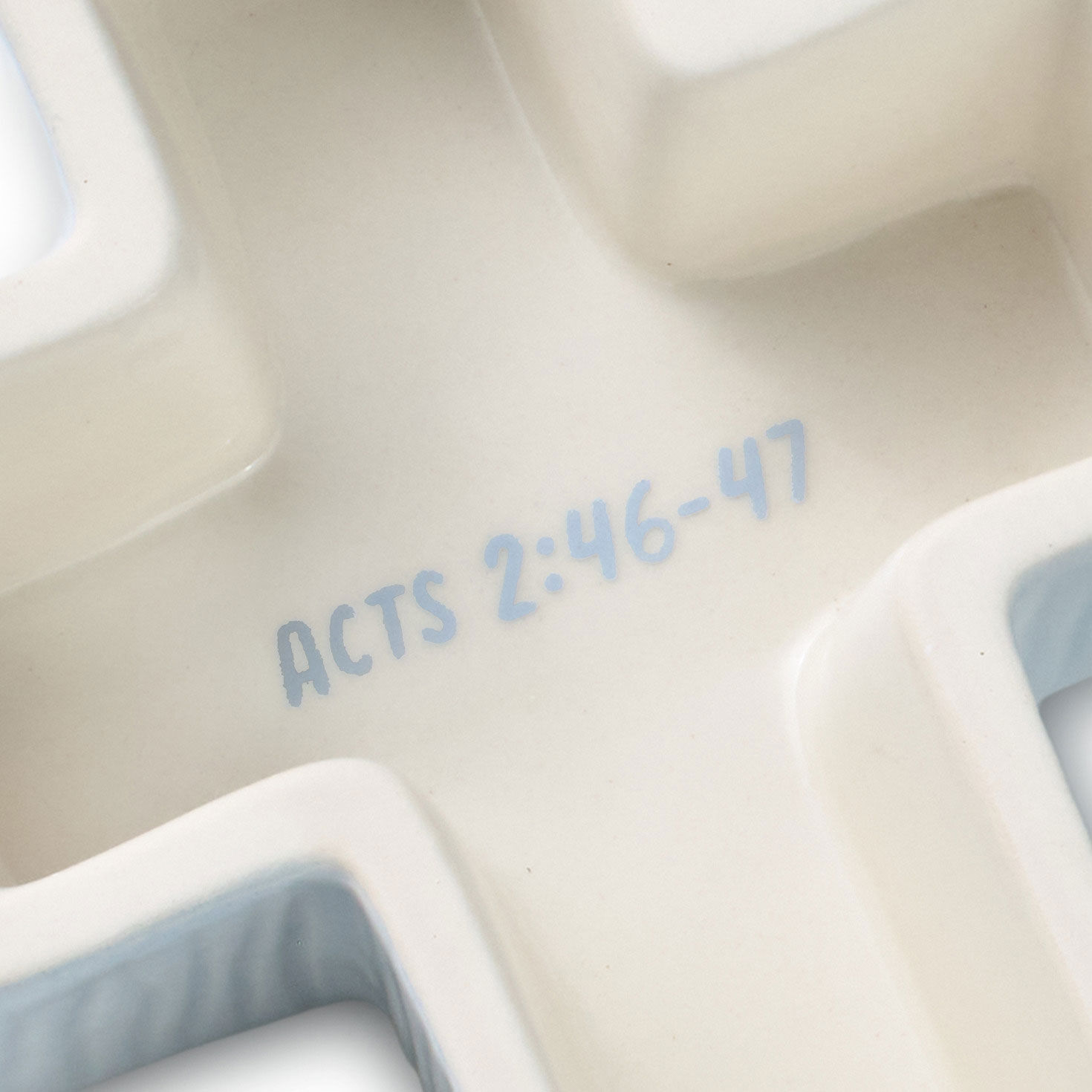 Blue Cross Lidded Trinket Dish for First Communion upclose view inside image number 4