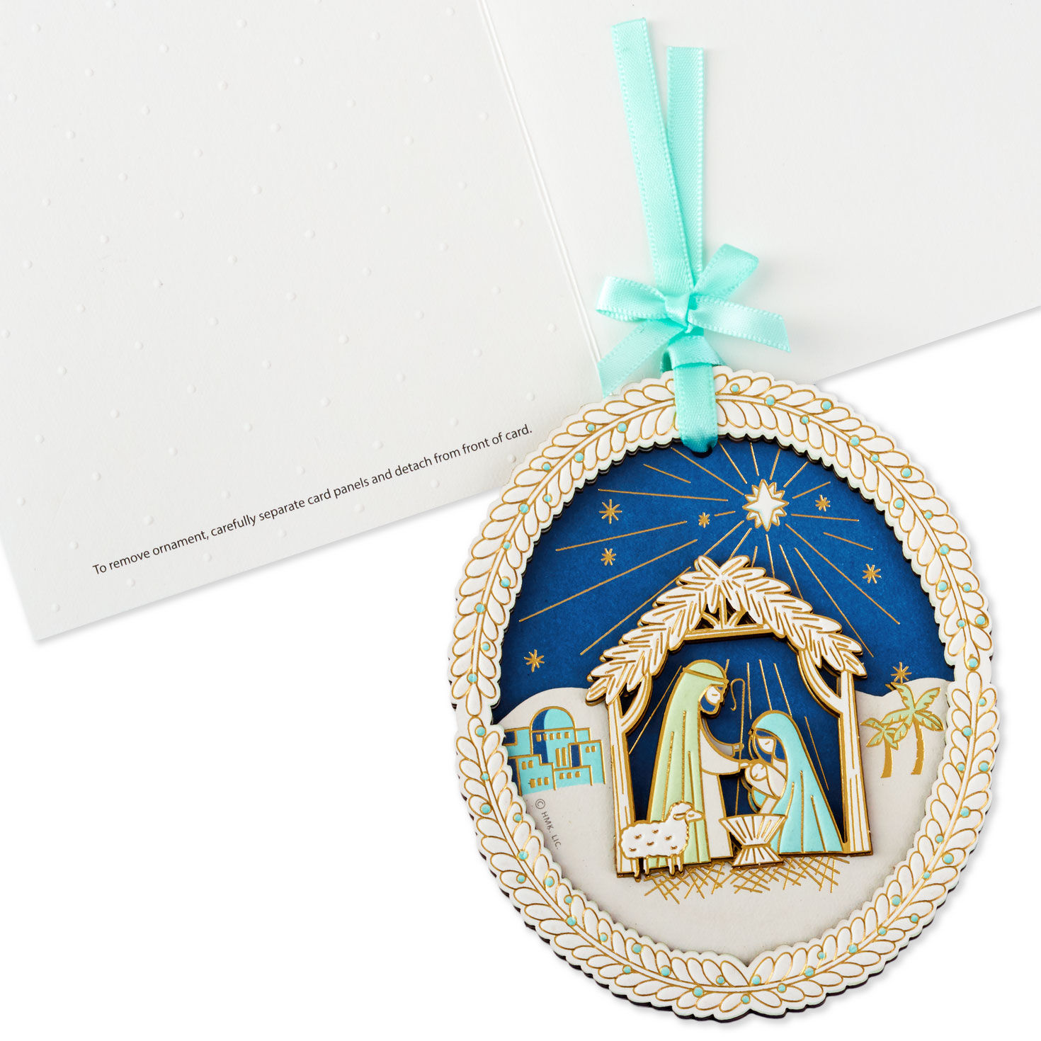 O Holy Night Nativity Scene Christmas Card With Ornament, , large image number 5