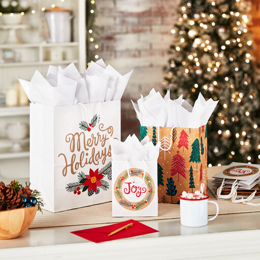 Assorted Holiday Merry 8-Pack Small, Medium and Large Christmas Gift Bags, 