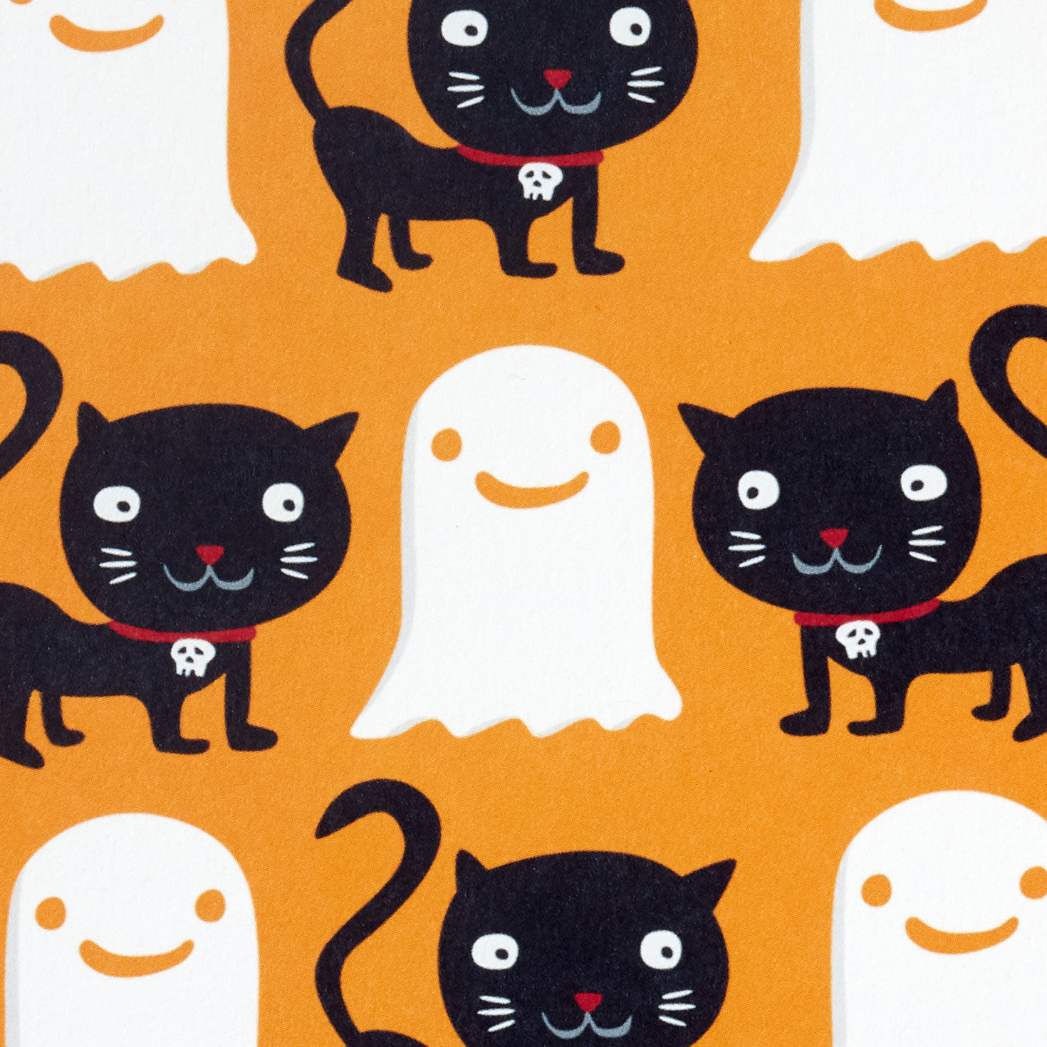 Ghosts and Cats on Orange Halloween Cards Pack Cover Detail image number 4