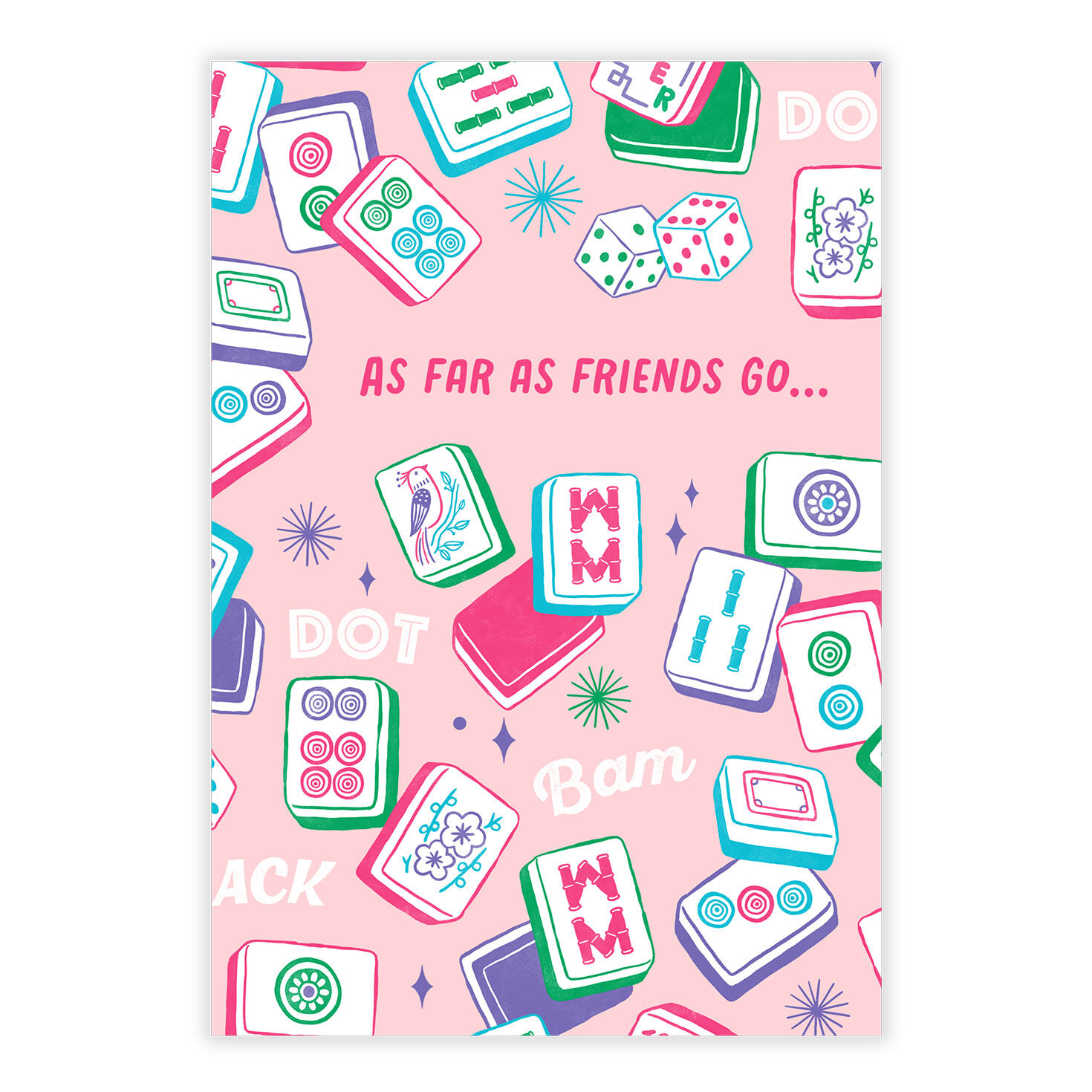Pink Mahjong Tiles Personalized Friend Card front image number 7