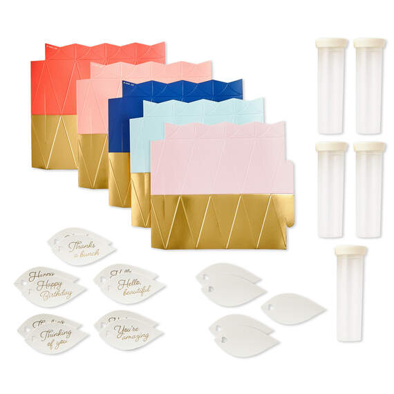 Mini Paper Vase Kit, Pack of 5 With Water Vials and Leaf Tags, , large image number 3