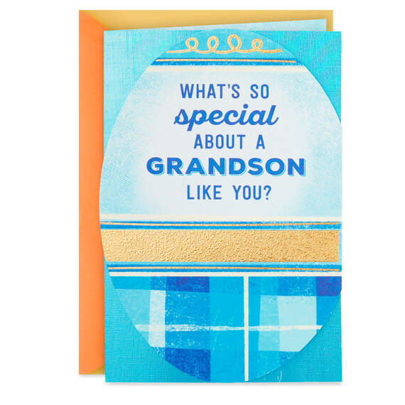 Blue Plaid Egg Easter Card for Grandson, , large image number 1