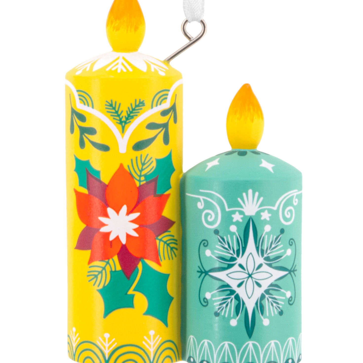 Green Yellow Spanish Candles Christmas Ornament closeup view image number 5