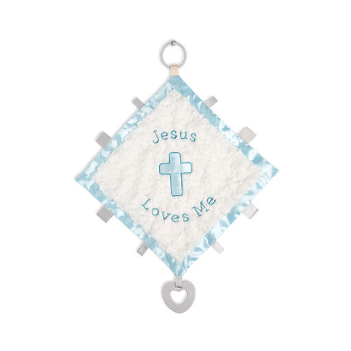 Demdaco Jesus Loves Me Blue Trim Activity Blankie, 