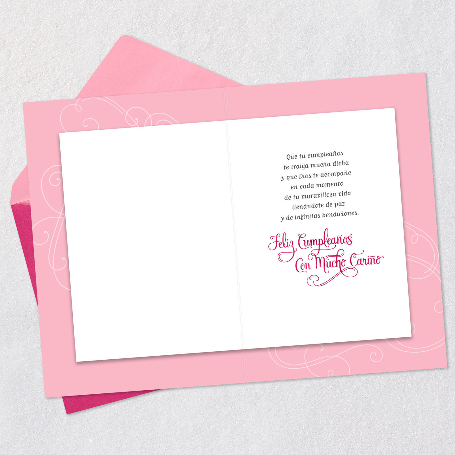 Clear Balloons With Confetti Birthday Card for Sister in Spanish Open card with envelope image number 3