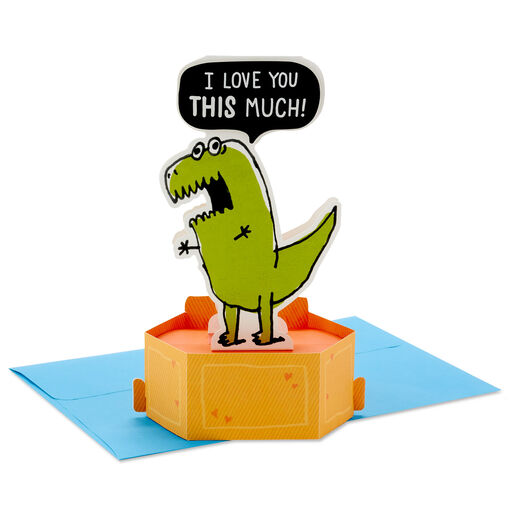 Love You This Much T-Rex Dinosaur Funny 3D Pop-Up Love Card, 