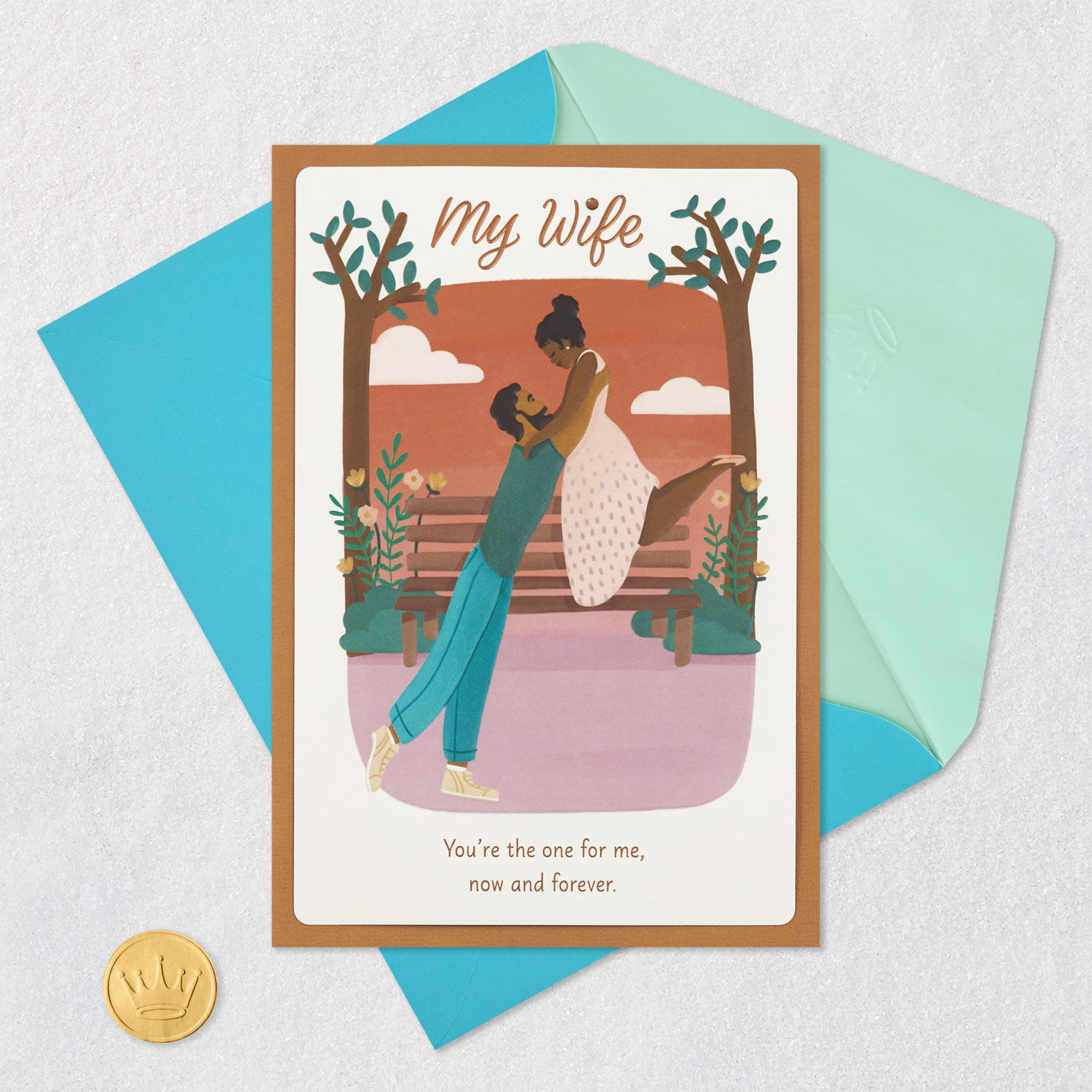 Couple in Park Anniversary Card for Wife From Husband  image number 8