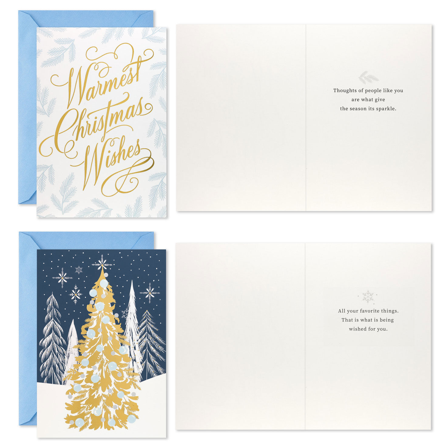 Blue and Gold Boxed Christmas Card Assortment Card Front with Sentiment image number 3
