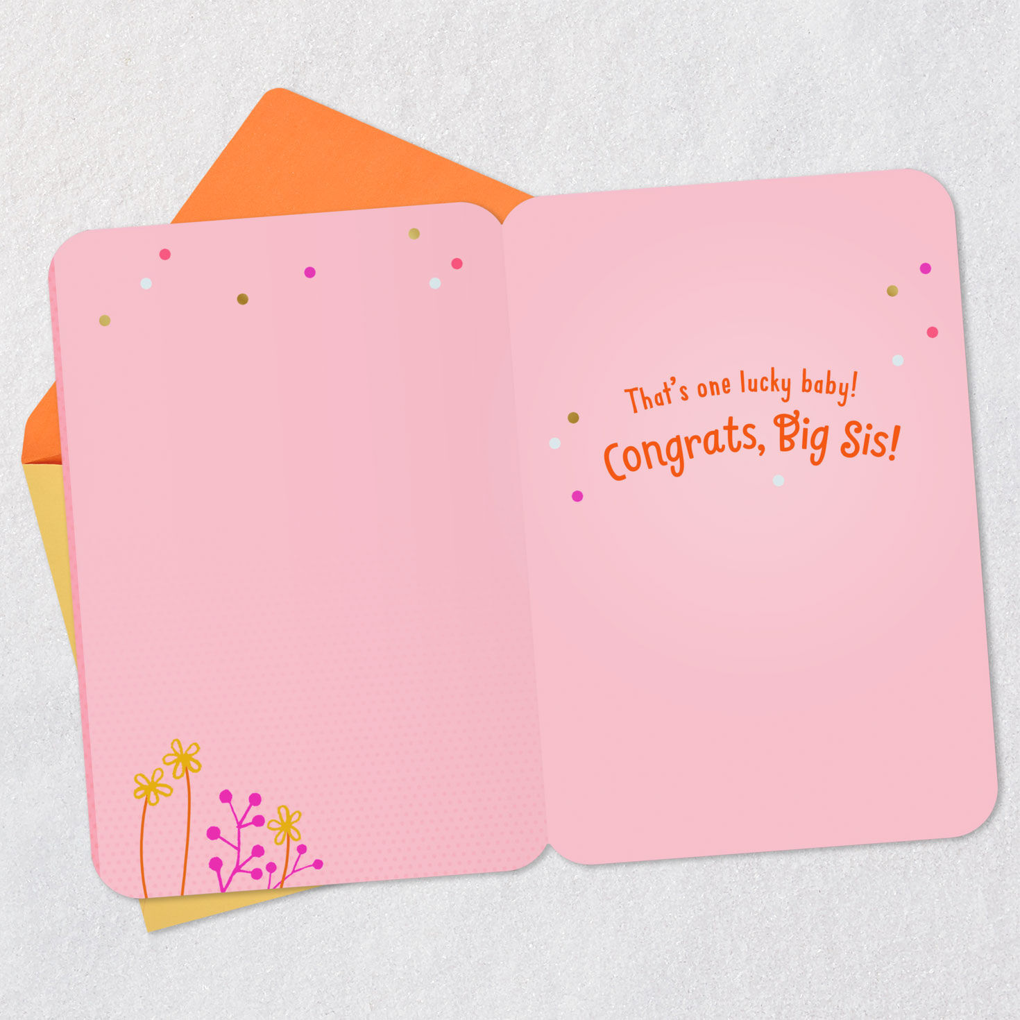 Colorful Butterflies Big Sister New Baby Card Open card with envelope image number 3