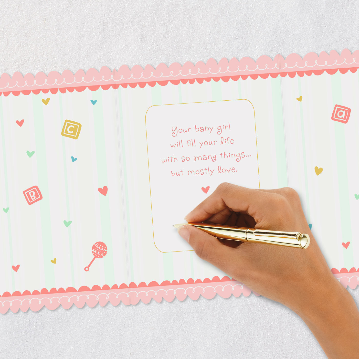 Newborn Items and Hearts 99-cent New Baby Girl Card Signing card image number 8