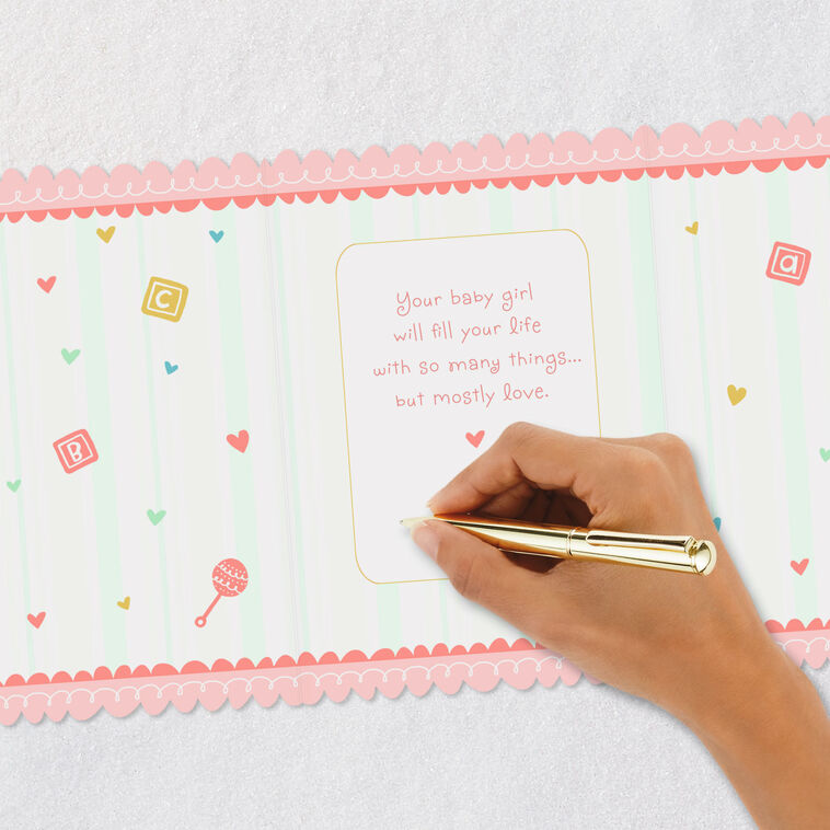 Newborn Items and Hearts 99-cent New Baby Girl Card Signing card image number 8