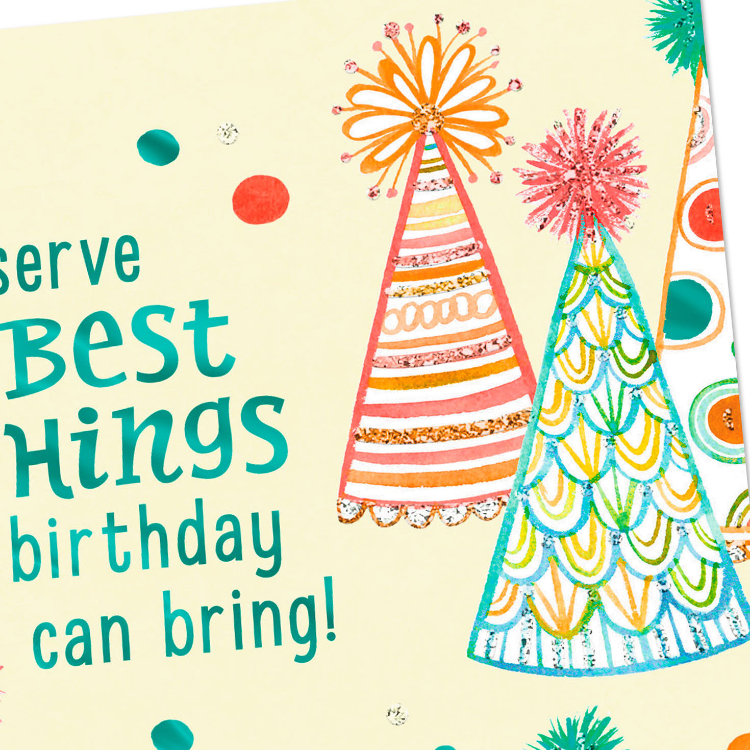 Colorful Party Hats Happy Birthday Card Card Front Detail image number 4