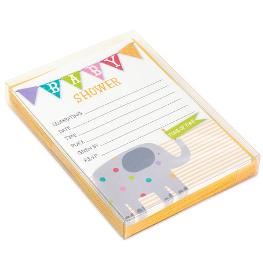 Elephant and Banner Baby Shower Invitations, Pack of 20, 