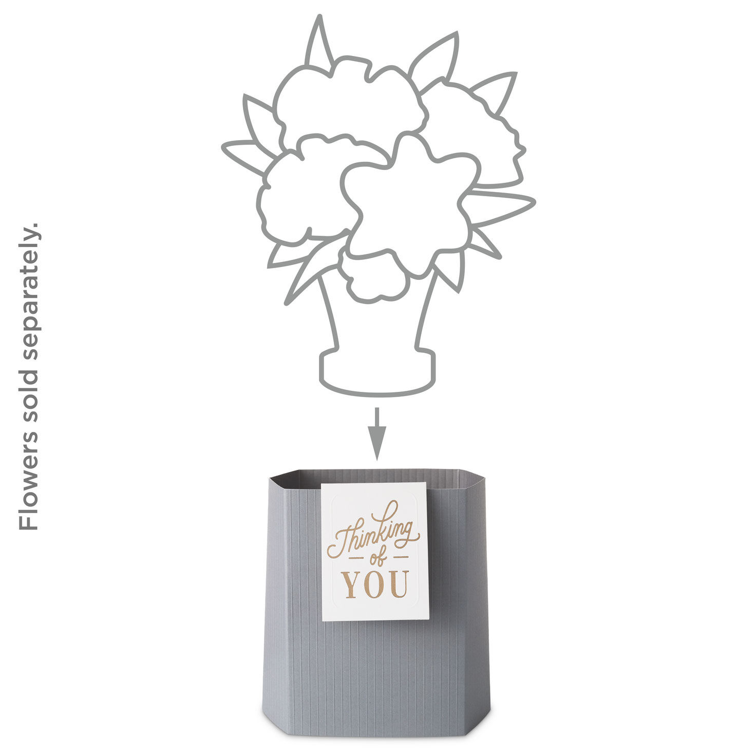 Build-a-Bouquet Thinking of You Gray Stripes Pop-Up Paper Vase With Mini Card, Thinking of You Gray Stripes, large image number 2