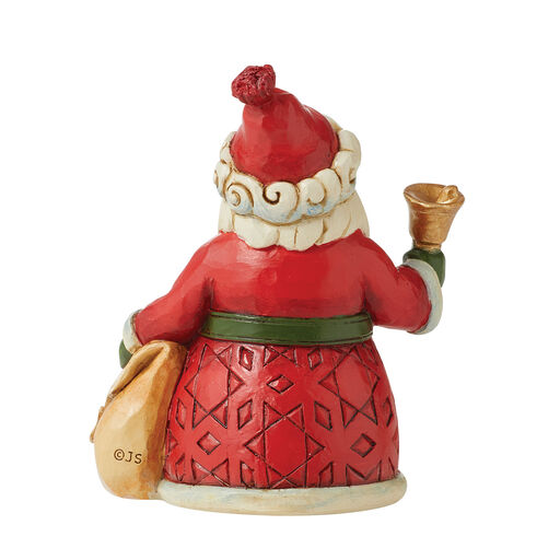 Jim Shore Mini Santa With Bell and Bag Figurine, 3.5", 