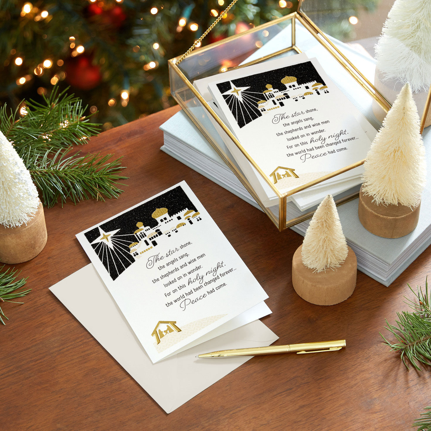 Peace and Joy Bethlehem Scene Boxed Christmas Cards, Pack of 16, , large image number 8