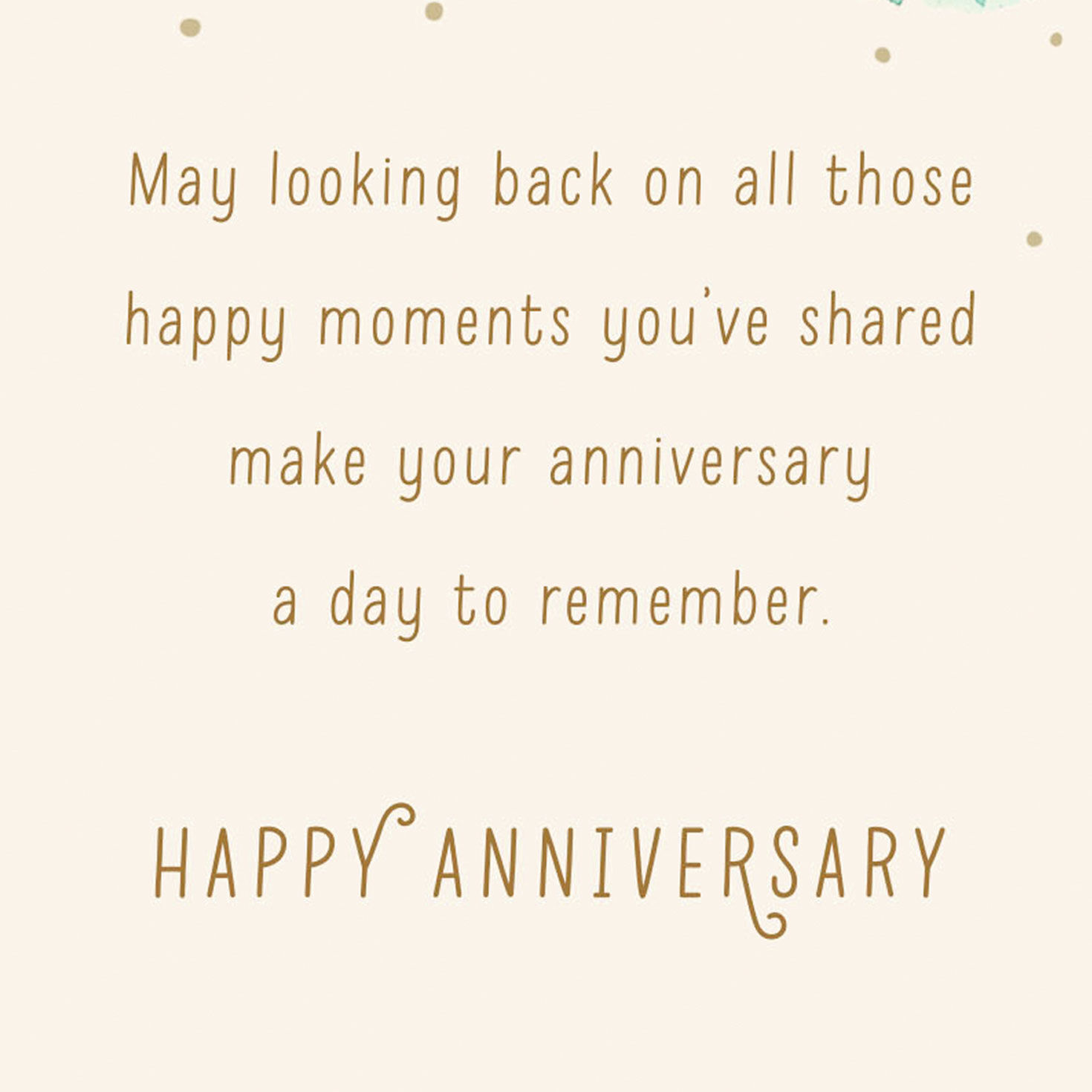 Green Flowers with Gold Leaves Anniversary Card  image number 3