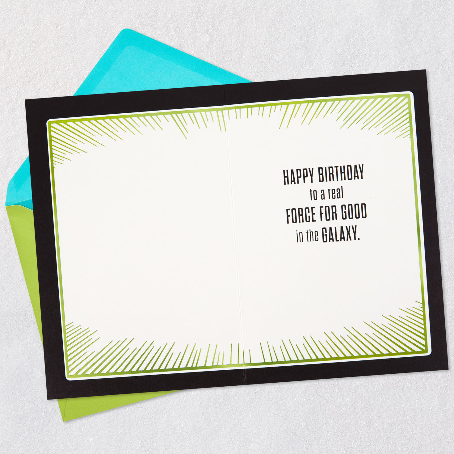 Star Wars Yoda Force for Good Nephew Birthday Card Open card with envelope image number 3